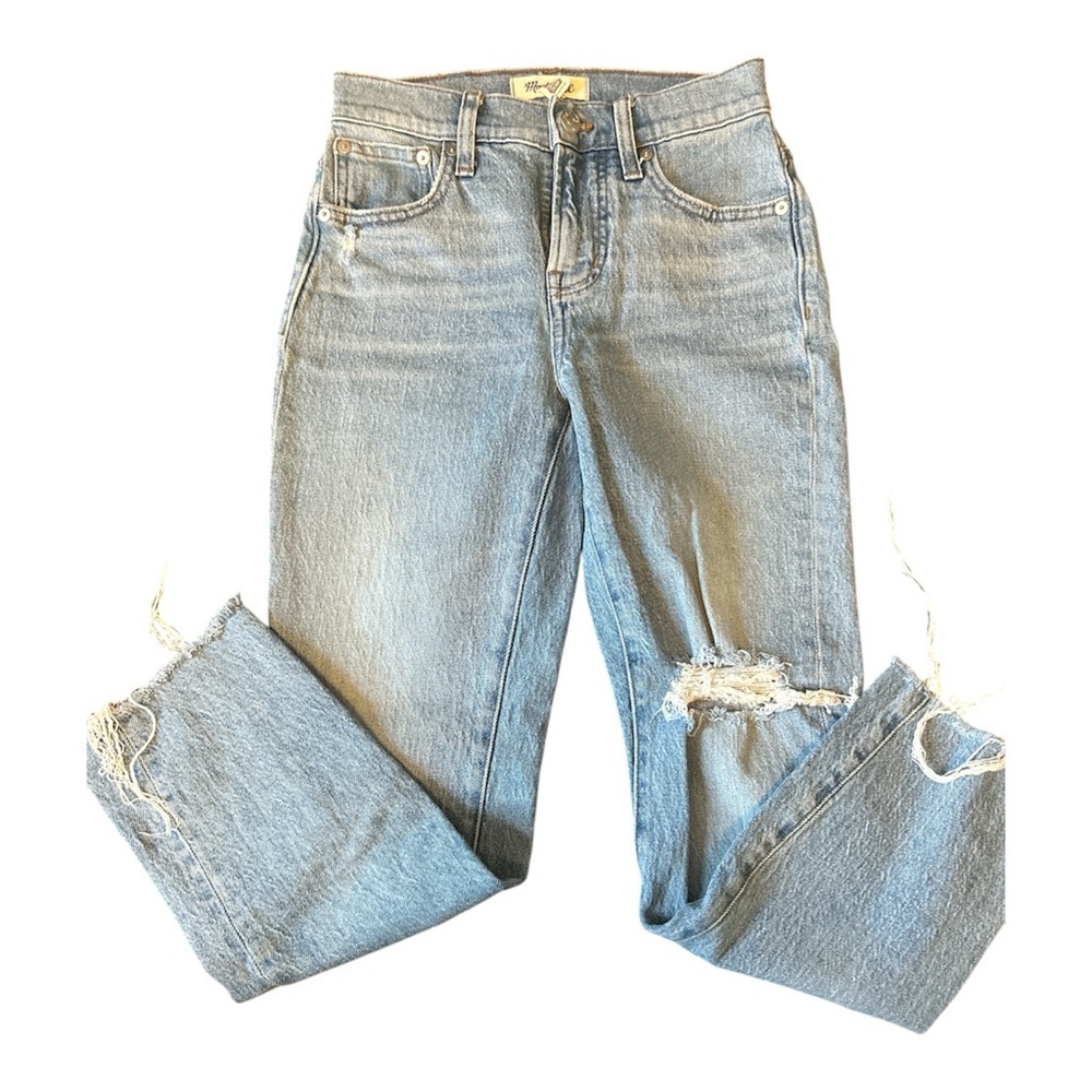 Madewell Women The Perfect Vintage Raw Hem Distressed Denim Blue Jeans Size 23P